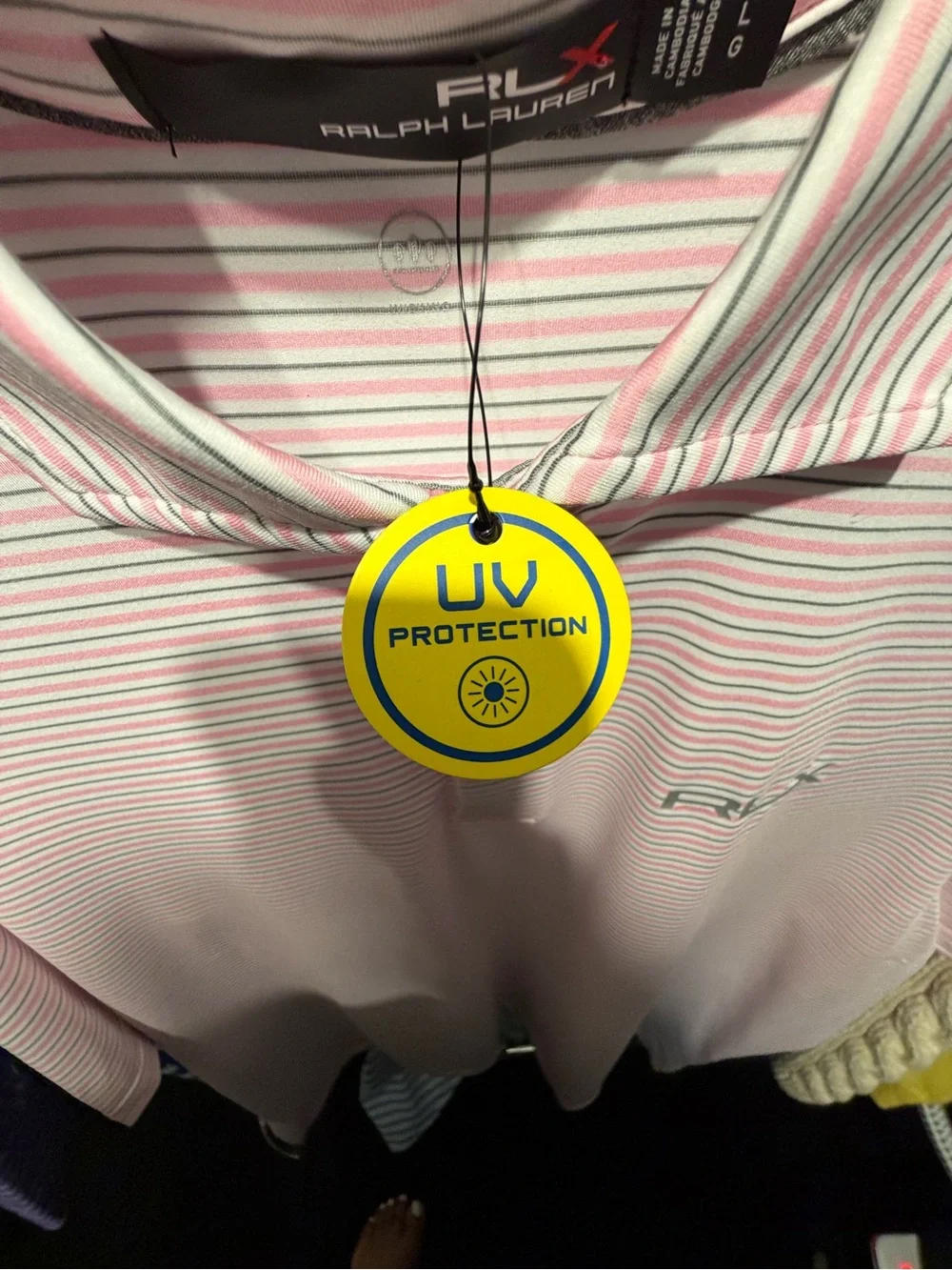 RLX Ralph Lauren Golf Polo Shirt Pink Stripe UV Protection Size Large